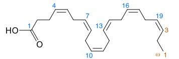 dha(docosahexaenoic acid)的分子结构式.